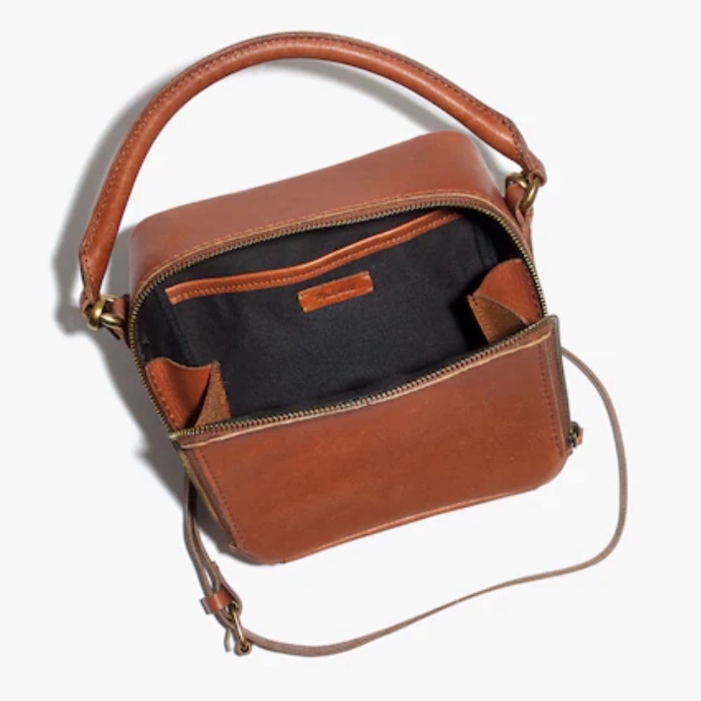Madewell Leather Square Satchel Bag Shoulder Crossbody Zip Satchel Minimalist - Picture 6 of 16